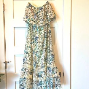 Carly Jean Los Angeles Strapless Floral Midi Dress, Small 4-6. Worn twice.